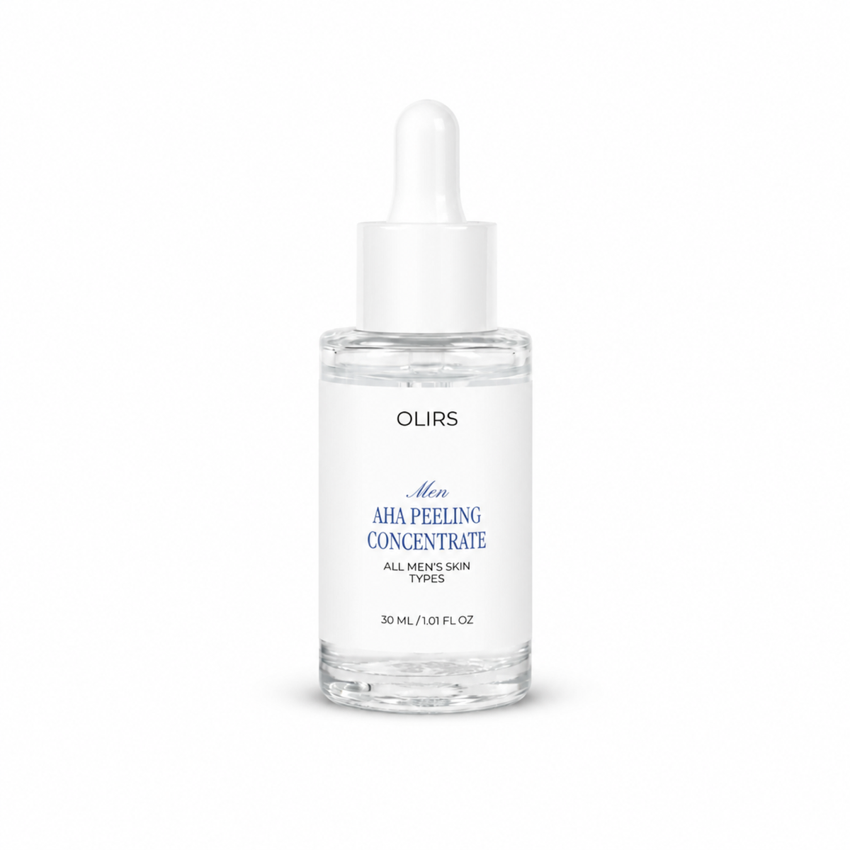 Overnight AHA Exfoliating Serum in a clear bottle with dropper for smoother skin texture.