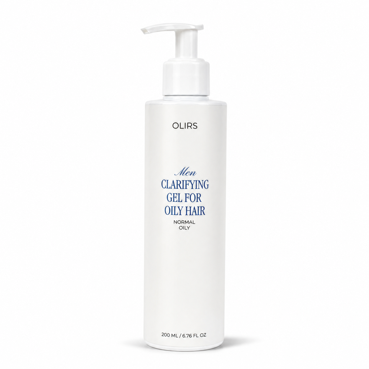 Daily Clarifying Gel Cleanser in a white bottle with pump, designed for oily hair, 200ml.